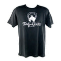 Black t-shirt with Turf Club logo screenprinted in white on chest