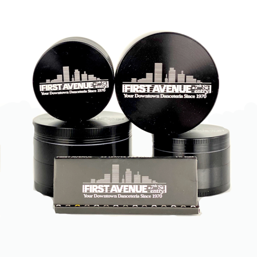 First Avenue Grinder - black with white First Avenue logo (2 sizes)