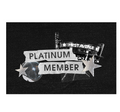 A collage-style design featuring the words 'PLATINUM MEMBER' on torn white banners, a disco ball, star shapes, and a marquee reading 'FIRST AVENUE'.