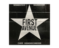 Album cover for Chris Riemenschneider's 'First Avenue', featuring a large white star on a black brick-textured background with white text reading 'MINNESOTA'S MAINROOM' at the top and 'CHRIS RIEMENSCHNEIDER' at the bottom.
