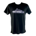 Black t-shirt with classic First Avenue logo screenprinted in white on chest.