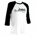 First Avenue Baseball Tee in white with black 3/4 length sleeves. Has stylized "First Avenue Minneapolis" along with a cartoon image of the building. 

Runs small.