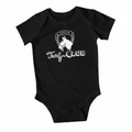 Turf Club Onesie - black with the Turf Club  logo screenprinted in white on the front.