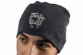 Turf Club Slouch Hat - grey knit Turf Club hat with "Turf Club" and horseshoe embroidered in white on the front.